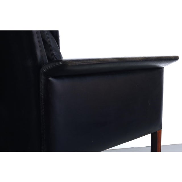 Rosewood and Vintage Black Leather Lounge Chair by Hans Olsen for CS Møbler For Sale In Orlando - Image 6 of 9