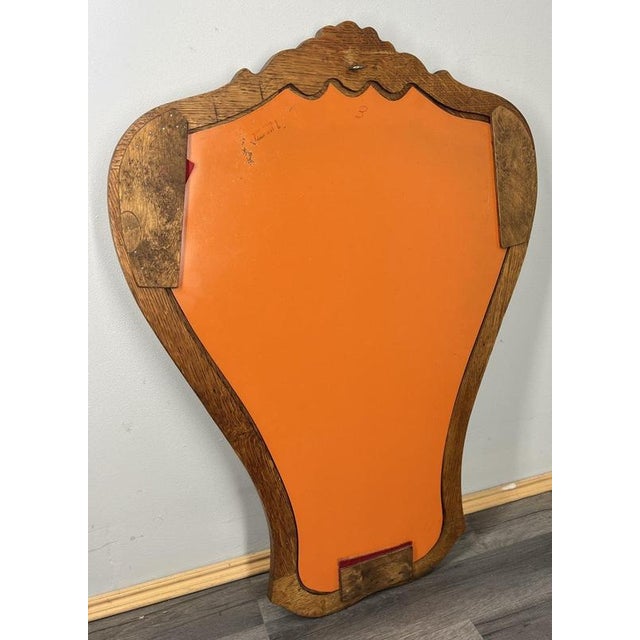 Vintage French Wall Mirror with Ornate Carved Oak Frame For Sale - Image 6 of 8