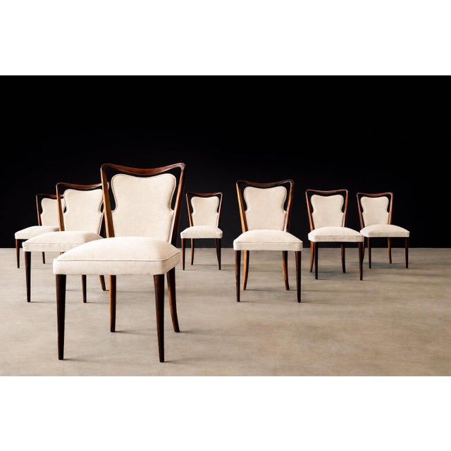 1950s Set of Eight Dining Chairs in Solid Rosewood & Upholstered Fabric by Giuseppe Scapinelli, Brazilian Modern, 1950s For Sale - Image 5 of 15
