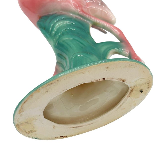 1950s Mid-Century 11" Tall Open Wing Pink Flamingo Ceramic Tabletop Statue, Pair For Sale - Image 17 of 18