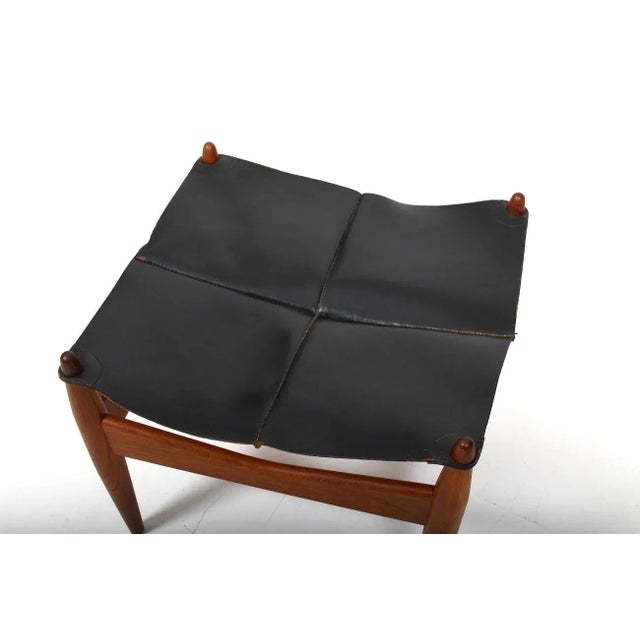 1960s Mid-Century Teak & Leather Ottoman by Illum Wikkelsø, Denmark, 1960s For Sale - Image 5 of 10