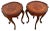 French 1930s Two French Side Tables, Display, Nightstands, Round Top Floral Marquetry For Sale - Image 3 of 13