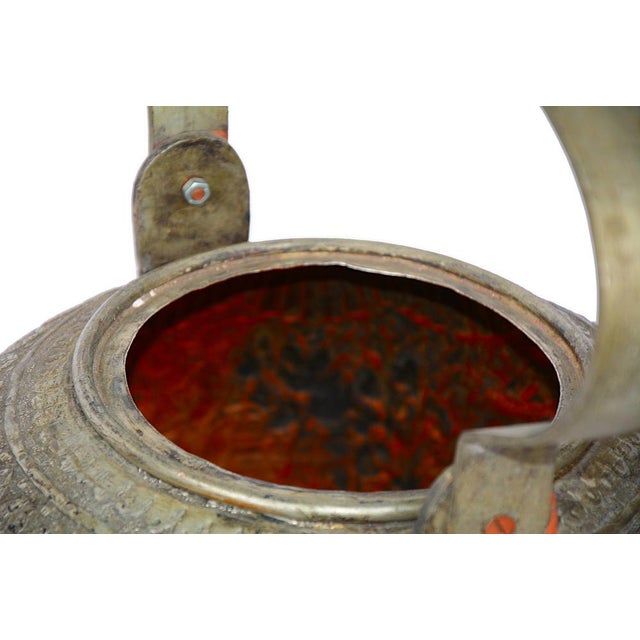 Large Copper Tea Pot with Engraving, 1940s For Sale - Image 14 of 17