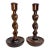 Pair Antique 19th Century Barley Twist English Wood Candlesticks Candle Holders For Sale