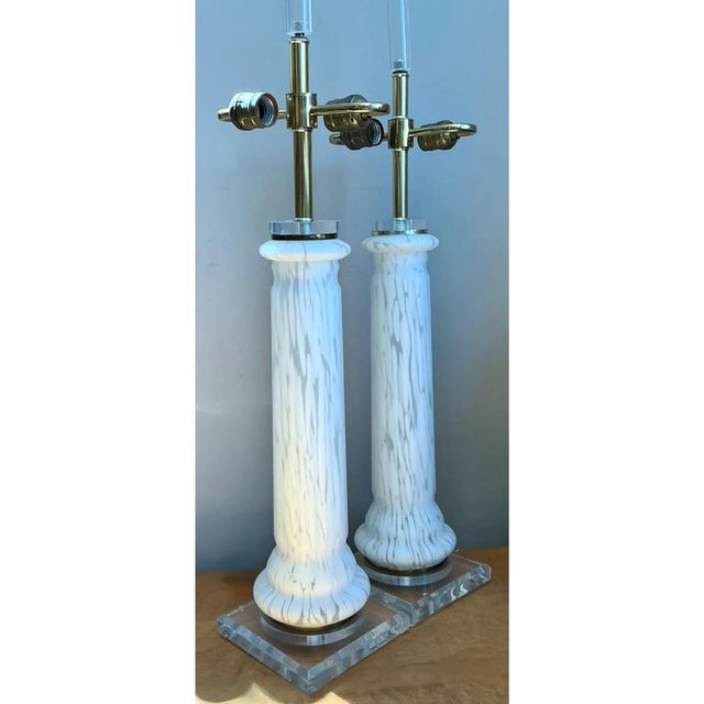 Vintage Italian Glass Table Lamps - A Pair For Sale In West Palm - Image 6 of 12
