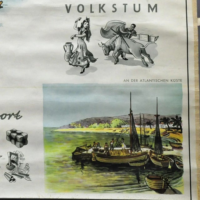 Spain Landscape Culture Souvenir Rollable Map Poster Wall Chart For Sale - Image 6 of 7