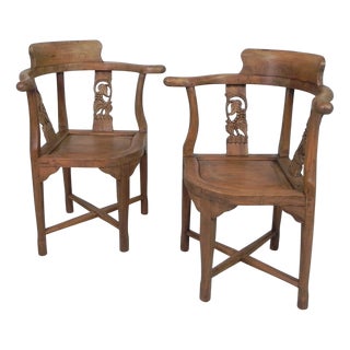 Vintage Corner Chairs in Teak, 1980s, Set of 2 For Sale