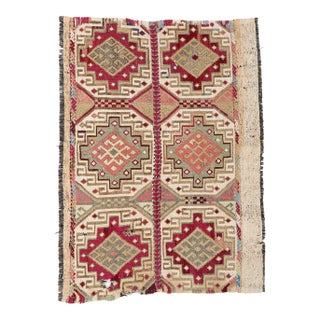 Vintage Decorative Small Kilim Rug - 3`2″ X 4`4″ For Sale