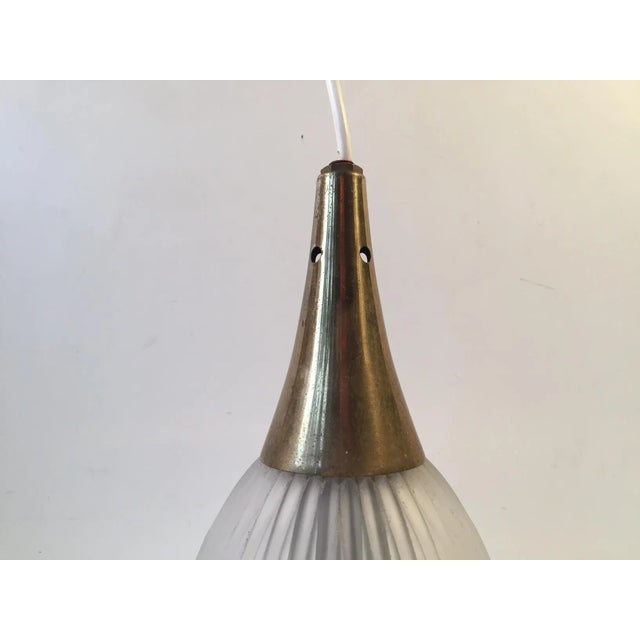 1950s Mid-Century Modern Swedish Window Pendant Light in Brass and Fluted Glass, 1960s For Sale - Image 5 of 6