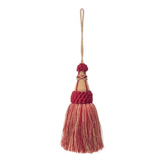 Red and Gold Key Tassel With Looped Ruche For Sale