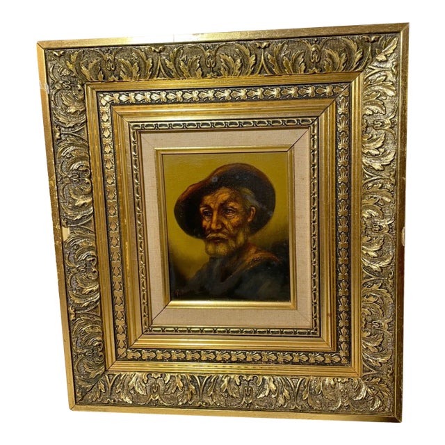 Vintage Original Raymond Realism Elder Bearded Man Oil Painting Portrait Framed For Sale