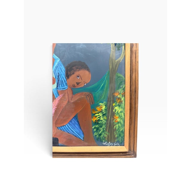 Rare Signed Vintage Haitian Vodou Folk Art Painting "Papa Loko" by Lafortune Félix For Sale In West Palm - Image 6 of 7