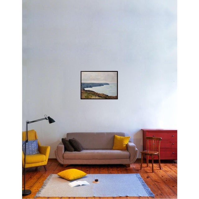 Contemporary Contemporary Distant Reflected Light at Porthtowan by Jon Doran | Oil on Panel Cornish Cliffs and Calm Sea For Sale - Image 3 of 9