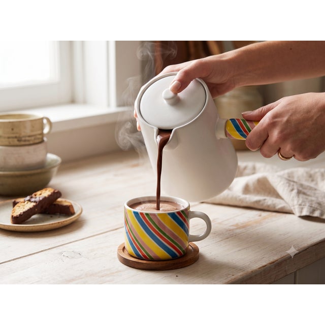 Postmodern Ceramic Side-Handled Chocolate Pot – Memphis Style For Sale - Image 13 of 13