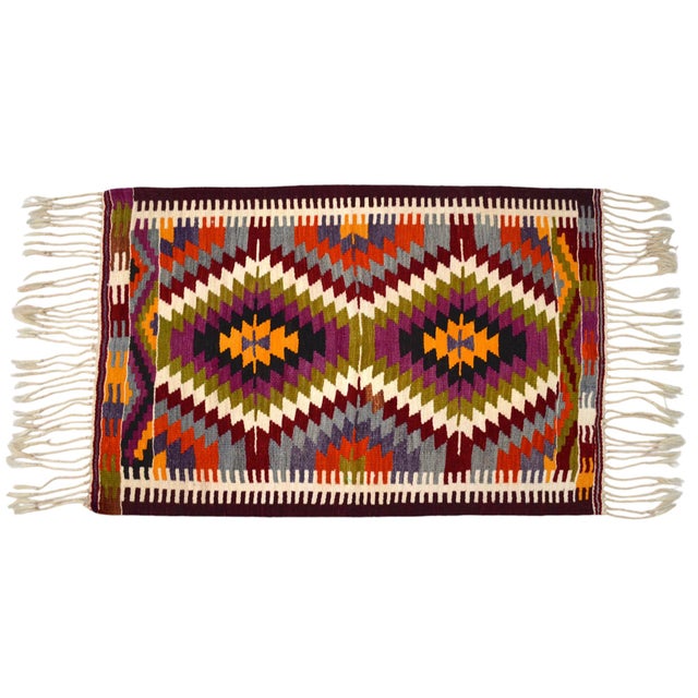 1950s 1950s Turkish Rug Antalya Barak Handmade Colorful Kilim Rug - 2′6″ × 3′10″ For Sale - Image 5 of 12