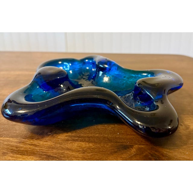 Mid 20th Century Blenko Persian Blue #966 Winslow Anderson Freeform Ashtray/Trinket Dish For Sale - Image 9 of 11