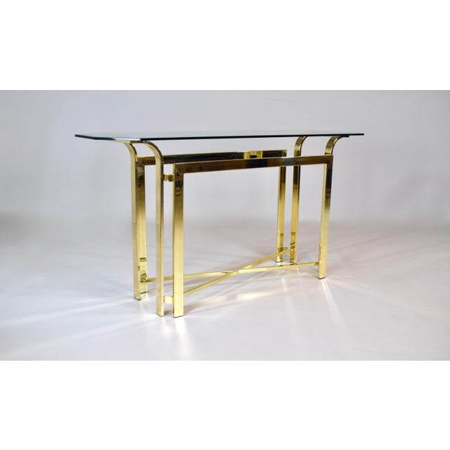 1970s 1970's Brass & Glass Console Table, Milo Baughman Attr: Dia For Sale - Image 5 of 13