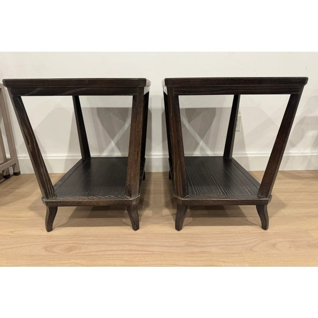 The Rye Rectangular Tables have a graphic, architectural form with angular tapered legs and a lower shelf with serpentine...