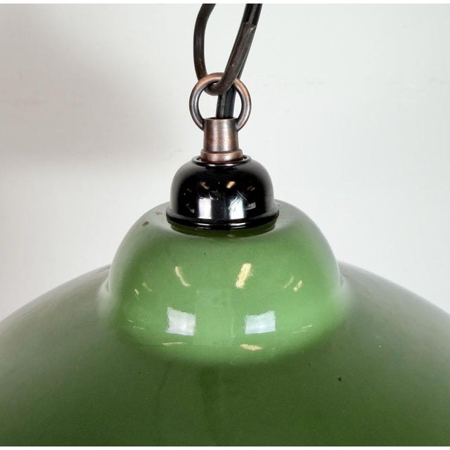 Industrial Industrial Green Enamel Pendant Light, 1970s For Sale - Image 3 of 16