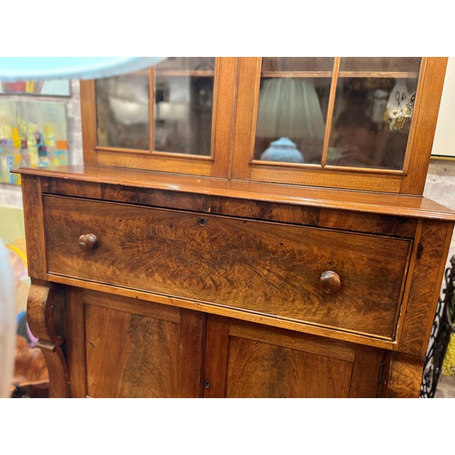 Empire Late 1800's Walnut Butler's Secretary Desk For Sale - Image 4 of 16