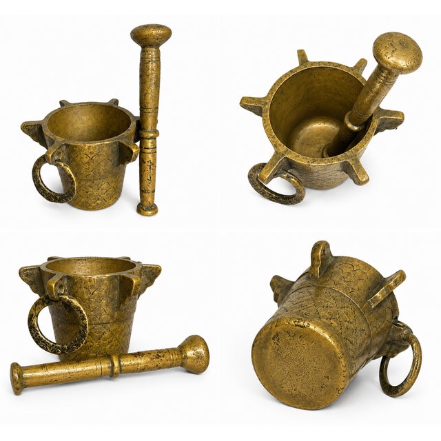 1980s Authentic Moroccan Brass Mortar and Pestle For Sale - Image 4 of 4
