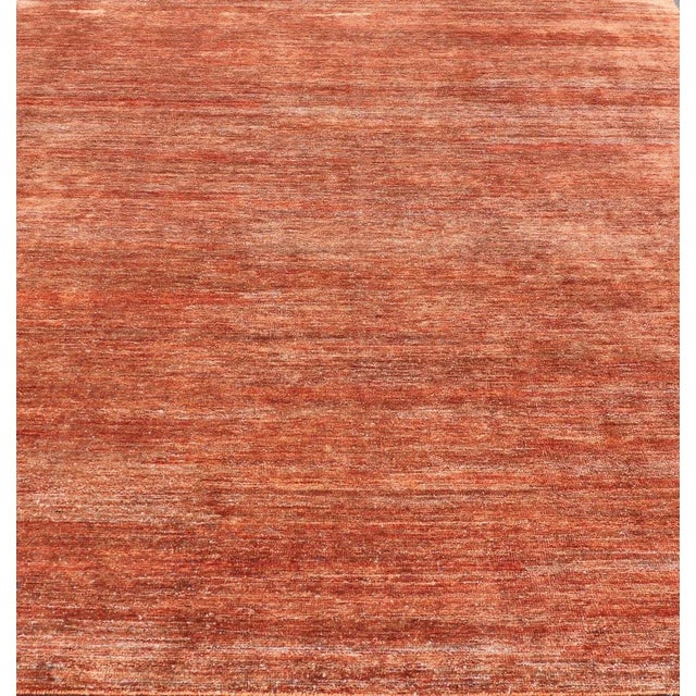 Abstract Modern Solid Rug in Warm Burnt Orange Tones 9'5 X 12'2 For Sale - Image 3 of 10