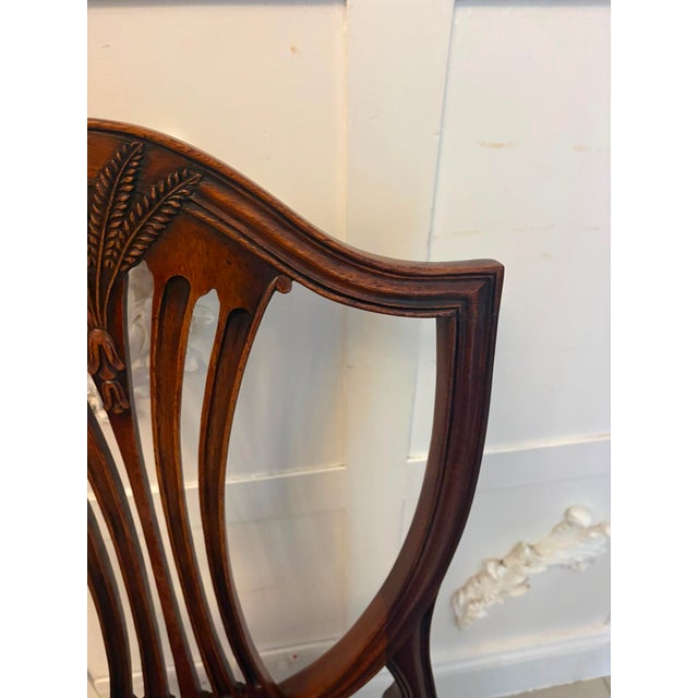 Antique Mahogany Shield Back Dining Chairs and Carvers, 1920, Set of 12 For Sale - Image 9 of 18