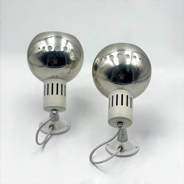 Space Age Chrome Eyeball Wall Lamps, 1970s, Set of 2 For Sale - Image 3 of 14
