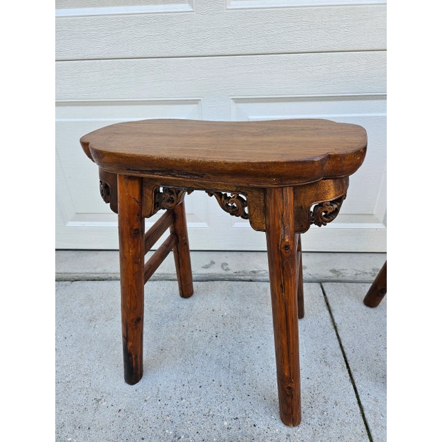 Antique Chinese Stools With Fretwork For Sale - Image 4 of 15