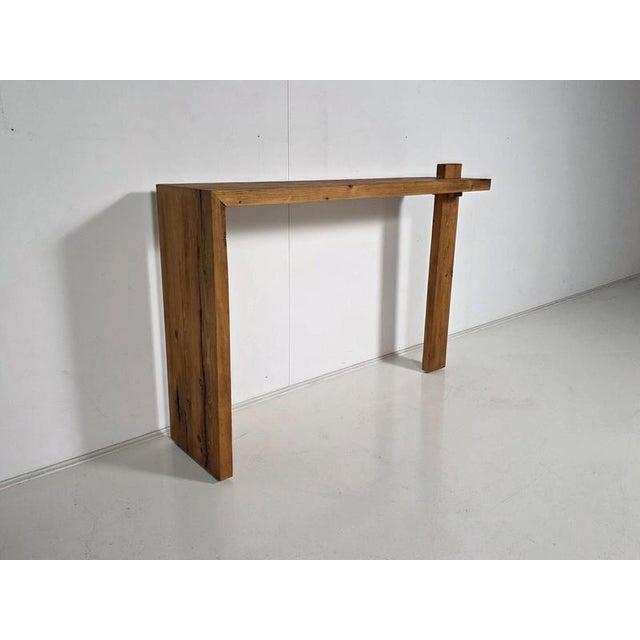 Rustic solid pine console table inspired by the iconic furniture created for the Les Arcs ski resort by Charlotte...