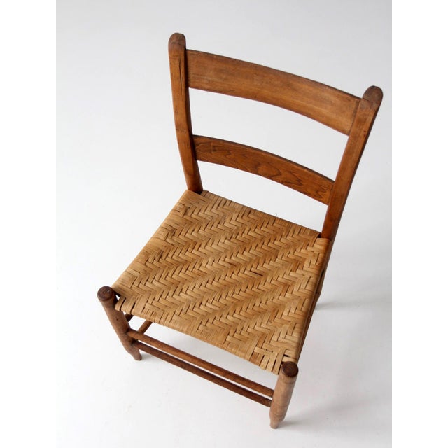 Antique Ladder Back Chair With Woven Splint Seat For Sale - Image 11 of 12