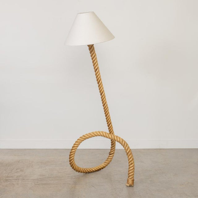 Adrien Audoux and Frida Minet Large French Sculptural Rope Floor Lamp in the Style of Audoux-Minet For Sale - Image 4 of 17