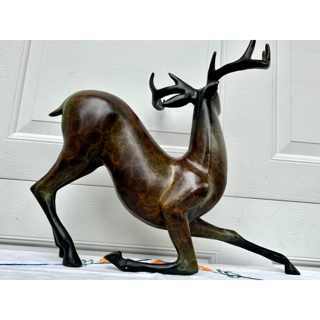 Metal Large Late 20th Century Bronzed Brass Deer Sculpture For Sale - Image 7 of 11