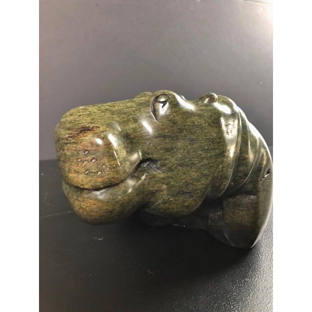 Mid 20th Century Mid 20th Century Carved Green Marble Hippo Sculpture For Sale - Image 5 of 10