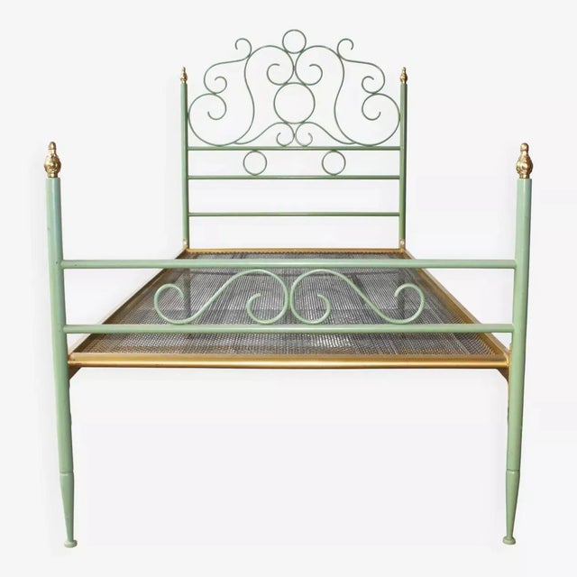 Green Vintage Italian Wrought Iron Bed, 1960s For Sale - Image 8 of 8