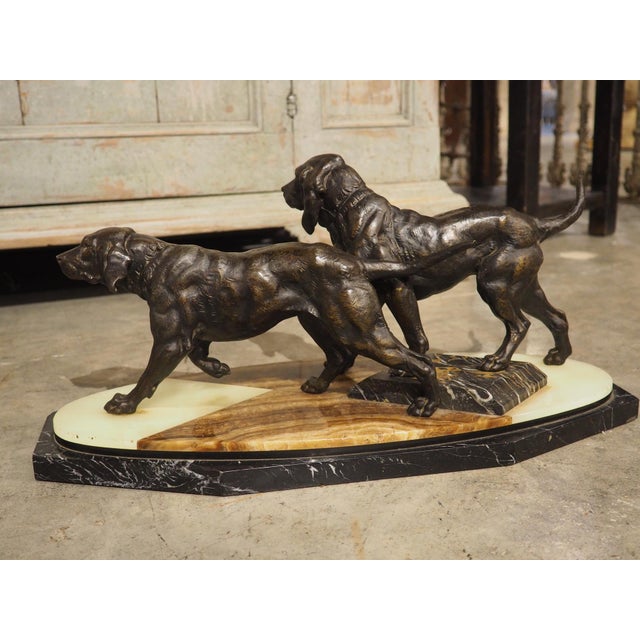 A French 1930s Hunting Dog Group on Marble Base For Sale - Image 10 of 18