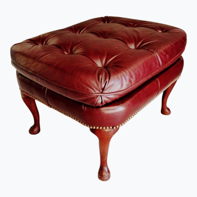 The Ultimate Statement of Traditional Elegance: The Leathercraft Open Armchair & Tufted Ottoman Set For Sale In Raleigh - Image 6 of 12