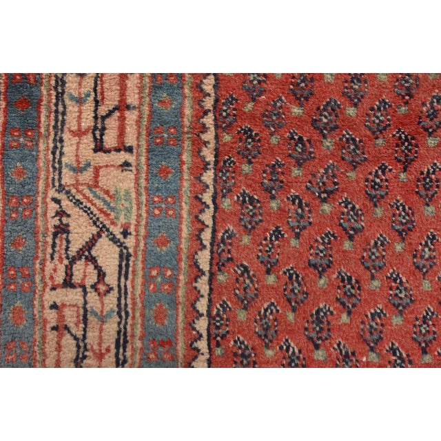 Mir Runner 3’7” X 10’4” Red Wool Vintage Tribal Hand-Knotted Oriental Rug For Sale - Image 9 of 14