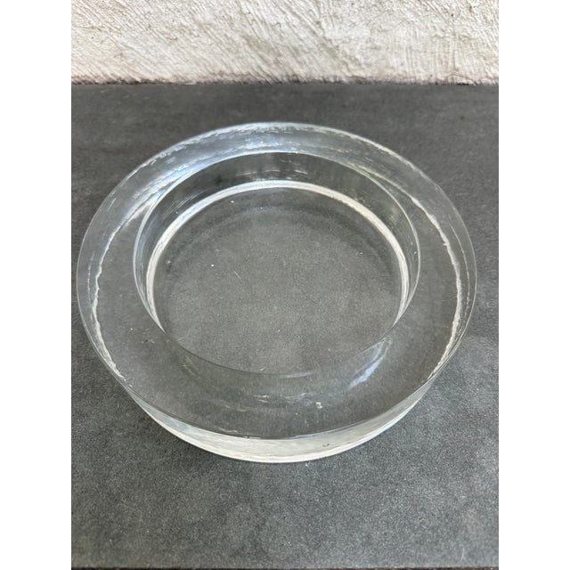 Contemporary Vintage Block Glass Catcall Ashtray 8.5”d For Sale - Image 3 of 4