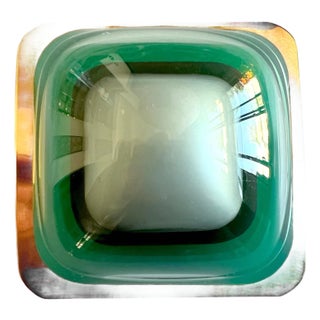 1970s Aaronel deRoy Gruber Green Vacuum Formed Plexiglas Brass Belt Buckle For Sale