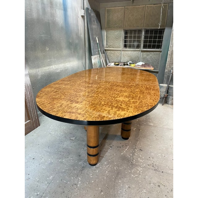 Postmodern Exceptional Exotic Burl Wood Race Track Oval Dining or Conference Table For Sale - Image 3 of 16