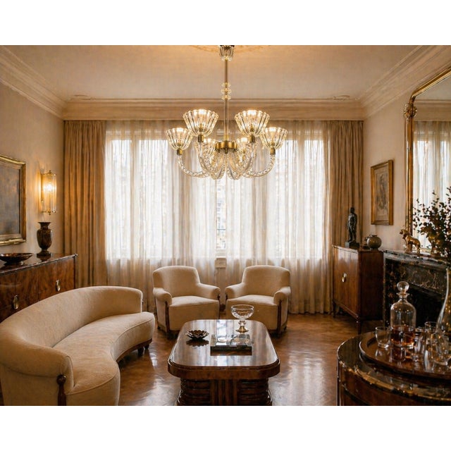 Brown Murano Glass Chandelier attributed to Ercole Barovier, 1940s For Sale - Image 8 of 18