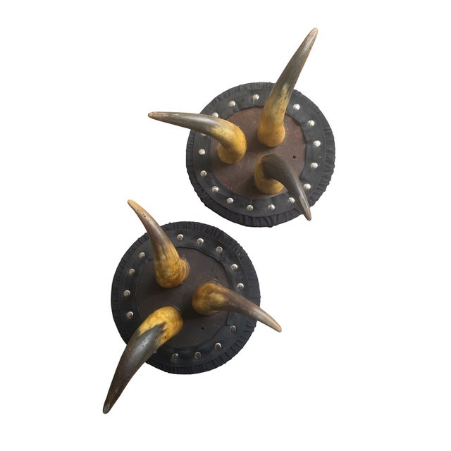 Pair of horn stools. Pieces for your Western decor or Mountain home. 7.5"H x 10.5D