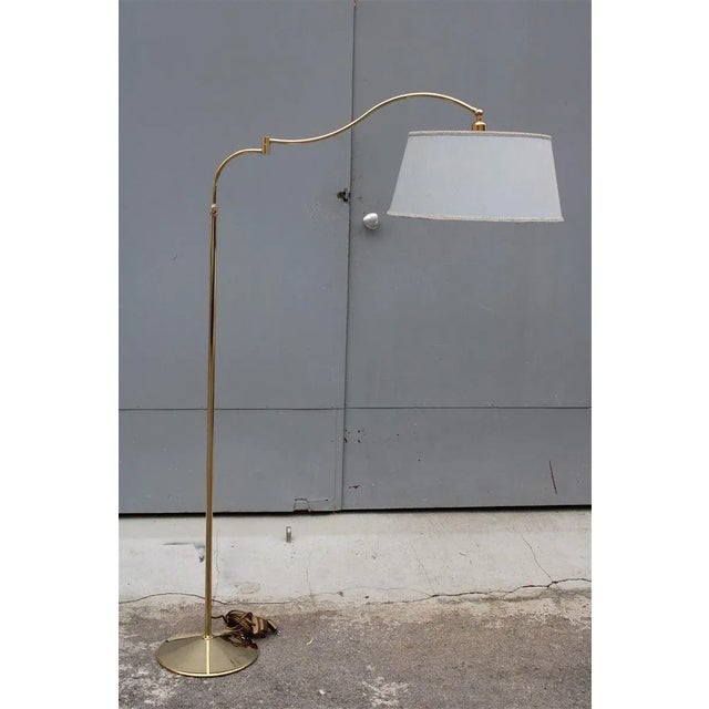 Gold Italian Brass & Fabric Floor Lamp, 1950s For Sale - Image 8 of 13