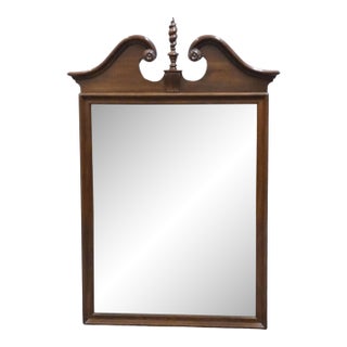 Ethan Allen Georgian Court Solid Cherry Traditional 34" Pediment Mirror W. Spiral Finial 11-5220 For Sale