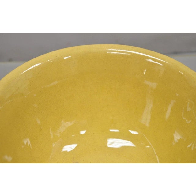 Ceramic Mid 20th Century American Provincial Country Primitive Yellow Pottery Ceramic Wash Basin Bowl For Sale - Image 7 of 9