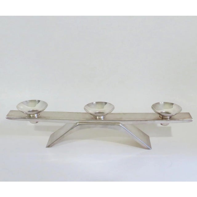 1960s Streamline Silverplate Candelabra For Sale - Image 10 of 10