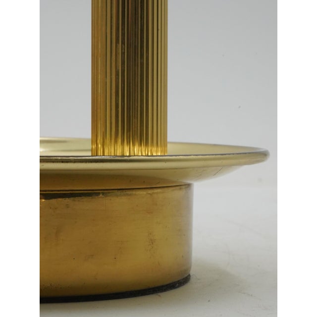 1980s Brass 3 Column 2 Light Bouillette Table Lamp For Sale In Philadelphia - Image 6 of 9
