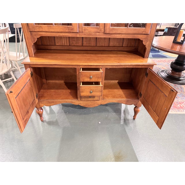 Brown Ethan Allen Country Crossings Maple China Cabinet Hutch For Sale - Image 8 of 12