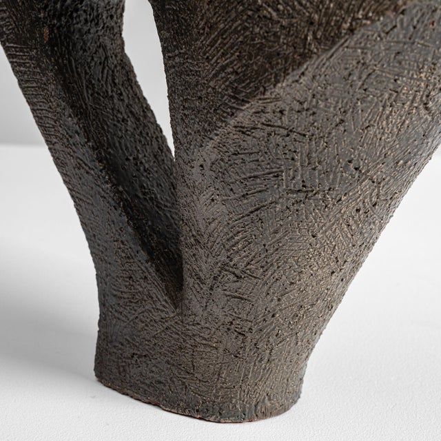 Mid 20th Century France Brutalist Chocolate Terracotta Sculpture For Sale - Image 12 of 15